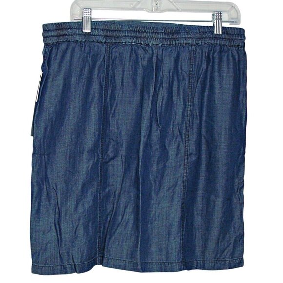 NEW Tribella Womens Skirt Sz Large Harborside Indigo Blue Elastic Waist Pockets - Picture 4 of 10